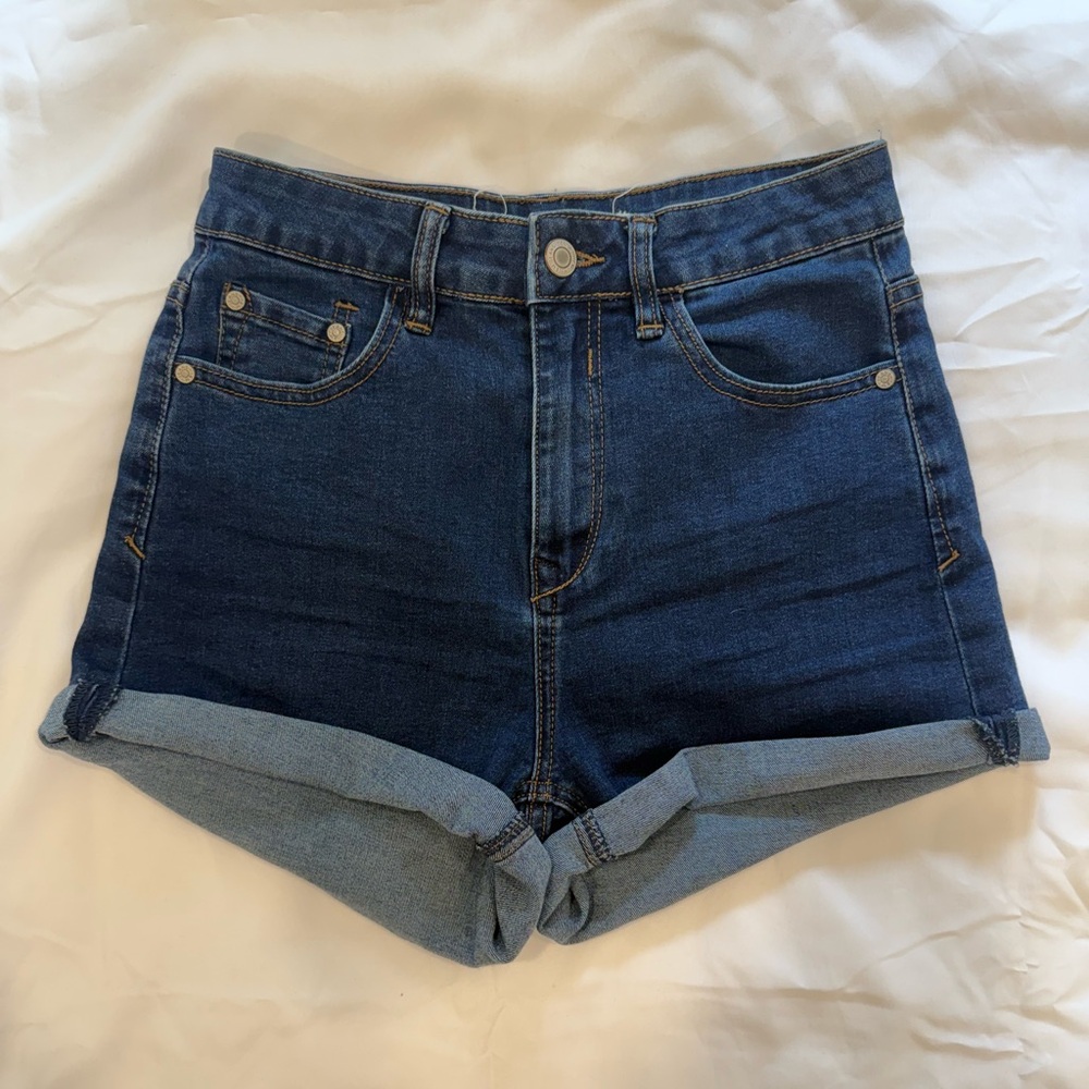 I&M Cuffed Dark Wash Mid Rise Denim Shorts